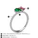 5 - Zahara 9x7 mm Pear Emerald and 7x5 mm Emerald Cut Pink Tourmaline 2 Stone Duo Ring 