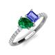 4 - Zahara 9x7 mm Pear Emerald and 7x5 mm Emerald Cut Tanzanite 2 Stone Duo Ring 