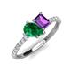 4 - Zahara 9x7 mm Pear Emerald and 7x5 mm Emerald Cut Amethyst 2 Stone Duo Ring 