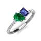 4 - Zahara 9x7 mm Pear Emerald and 7x5 mm Emerald Cut Iolite 2 Stone Duo Ring 