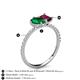 5 - Zahara 9x7 mm Pear Emerald and 7x5 mm Emerald Cut Rhodolite Garnet 2 Stone Duo Ring 