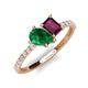 4 - Zahara 9x7 mm Pear Emerald and 7x5 mm Emerald Cut Rhodolite Garnet 2 Stone Duo Ring 