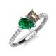 4 - Zahara 9x7 mm Pear Emerald and 7x5 mm Emerald Cut Smoky Quartz 2 Stone Duo Ring 