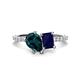 1 - Zahara 9x6 mm Pear London Blue Topaz and 7x5 mm Emerald Cut Lab Created Blue Sapphire 2 Stone Duo Ring 
