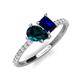 4 - Zahara 9x6 mm Pear London Blue Topaz and 7x5 mm Emerald Cut Lab Created Blue Sapphire 2 Stone Duo Ring 