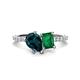 1 - Zahara 9x6 mm Pear London Blue Topaz and 7x5 mm Emerald Cut Lab Created Emerald 2 Stone Duo Ring 