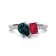 1 - Zahara 9x6 mm Pear London Blue Topaz and 7x5 mm Emerald Cut Lab Created Ruby 2 Stone Duo Ring 