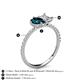 5 - Zahara 9x6 mm Pear London Blue Topaz and IGI Certified 7x5 mm Emerald Cut Lab Grown Diamond 2 Stone Duo Ring 