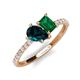 4 - Zahara 9x6 mm Pear London Blue Topaz and 7x5 mm Emerald Cut Lab Created Emerald 2 Stone Duo Ring 
