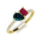 4 - Zahara 9x6 mm Pear London Blue Topaz and 7x5 mm Emerald Cut Lab Created Ruby 2 Stone Duo Ring 