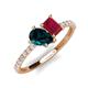 4 - Zahara 9x6 mm Pear London Blue Topaz and 7x5 mm Emerald Cut Lab Created Ruby 2 Stone Duo Ring 