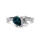 1 - Zahara 9x6 mm Pear London Blue Topaz and GIA Certified 7x5 mm Emerald Cut Diamond 2 Stone Duo Ring 