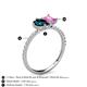 5 - Zahara 9x6 mm Pear London Blue Topaz and 7x5 mm Emerald Cut Lab Created Pink Sapphire 2 Stone Duo Ring 