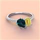 3 - Zahara 9x6 mm Pear London Blue Topaz and 7x5 mm Emerald Cut Lab Created Yellow Sapphire 2 Stone Duo Ring 