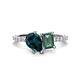 1 - Zahara 9x6 mm Pear London Blue Topaz and 7x5 mm Emerald Cut Lab Created Alexandrite 2 Stone Duo Ring 