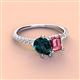 3 - Zahara 9x6 mm Pear London Blue Topaz and 7x5 mm Emerald Cut Pink Tourmaline 2 Stone Duo Ring 