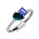4 - Zahara 9x6 mm Pear London Blue Topaz and 7x5 mm Emerald Cut Tanzanite 2 Stone Duo Ring 