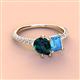 3 - Zahara 9x6 mm Pear London Blue Topaz and 7x5 mm Emerald Cut Blue Topaz 2 Stone Duo Ring 