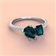 3 - Zahara 9x6 mm Pear and 7x5 mm Emerald Cut London Blue Topaz 2 Stone Duo Ring 