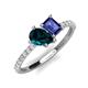 4 - Zahara 9x6 mm Pear London Blue Topaz and 7x5 mm Emerald Cut Iolite 2 Stone Duo Ring 