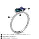 5 - Zahara 9x6 mm Pear London Blue Topaz and 7x5 mm Emerald Cut Iolite 2 Stone Duo Ring 