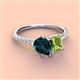 3 - Zahara 9x6 mm Pear London Blue Topaz and 7x5 mm Emerald Cut Peridot 2 Stone Duo Ring 