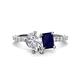 1 - Zahara 9x6 mm Pear Forever Brilliant Moissanite and 7x5 mm Emerald Cut Lab Created Blue Sapphire 2 Stone Duo Ring 
