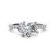 1 - Zahara 9x6 mm Pear Forever Brilliant Moissanite and GIA Certified 7x5 mm Emerald Cut Diamond 2 Stone Duo Ring 