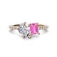 1 - Zahara 9x6 mm Pear Forever One Moissanite and 7x5 mm Emerald Cut Lab Created Pink Sapphire 2 Stone Duo Ring 