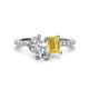 1 - Zahara 9x6 mm Pear Forever Brilliant Moissanite and 7x5 mm Emerald Cut Lab Created Yellow Sapphire 2 Stone Duo Ring 