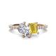 1 - Zahara 9x6 mm Pear Forever One Moissanite and 7x5 mm Emerald Cut Lab Created Yellow Sapphire 2 Stone Duo Ring 