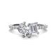 1 - Zahara 9x6 mm Pear Forever Brilliant Moissanite and 7x5 mm Emerald Cut White Sapphire 2 Stone Duo Ring 