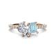 1 - Zahara 9x6 mm Pear Forever One Moissanite and 7x5 mm Emerald Cut Aquamarine 2 Stone Duo Ring 