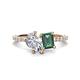 1 - Zahara 9x6 mm Pear Forever One Moissanite and 7x5 mm Emerald Cut Lab Created Alexandrite 2 Stone Duo Ring 