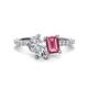1 - Zahara 9x6 mm Pear Forever Brilliant Moissanite and 7x5 mm Emerald Cut Pink Tourmaline 2 Stone Duo Ring 