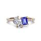 1 - Zahara 9x6 mm Pear Forever One Moissanite and 7x5 mm Emerald Cut Tanzanite 2 Stone Duo Ring 