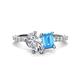 1 - Zahara 9x6 mm Pear Forever Brilliant Moissanite and 7x5 mm Emerald Cut Blue Topaz 2 Stone Duo Ring 