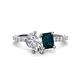 1 - Zahara 9x6 mm Pear Forever Brilliant Moissanite and 7x5 mm Emerald Cut London Blue Topaz 2 Stone Duo Ring 