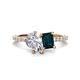 1 - Zahara 9x6 mm Pear Forever One Moissanite and 7x5 mm Emerald Cut London Blue Topaz 2 Stone Duo Ring 