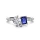 1 - Zahara 9x6 mm Pear Forever Brilliant Moissanite and 7x5 mm Emerald Cut Iolite 2 Stone Duo Ring 