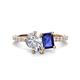1 - Zahara 9x6 mm Pear Forever One Moissanite and 7x5 mm Emerald Cut Iolite 2 Stone Duo Ring 