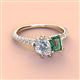 3 - Zahara 9x6 mm Pear Forever One Moissanite and 7x5 mm Emerald Cut Lab Created Alexandrite 2 Stone Duo Ring 