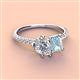 3 - Zahara 9x6 mm Pear Forever One Moissanite and 7x5 mm Emerald Cut Aquamarine 2 Stone Duo Ring 
