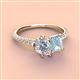 3 - Zahara 9x6 mm Pear Forever One Moissanite and 7x5 mm Emerald Cut Aquamarine 2 Stone Duo Ring 