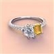 3 - Zahara 9x6 mm Pear Forever One Moissanite and 7x5 mm Emerald Cut Citrine 2 Stone Duo Ring 