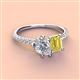 3 - Zahara 9x6 mm Pear Forever Brilliant Moissanite and 7x5 mm Emerald Cut Lab Created Yellow Sapphire 2 Stone Duo Ring 