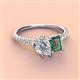 3 - Zahara 9x6 mm Pear Forever Brilliant Moissanite and 7x5 mm Emerald Cut Lab Created Alexandrite 2 Stone Duo Ring 