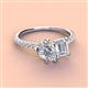 3 - Zahara 9x6 mm Pear Forever Brilliant Moissanite and 7x5 mm Emerald Cut White Sapphire 2 Stone Duo Ring 