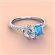 3 - Zahara 9x6 mm Pear Forever Brilliant Moissanite and 7x5 mm Emerald Cut Blue Topaz 2 Stone Duo Ring 