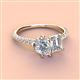 3 - Zahara 9x6 mm Pear and Emerald Cut Forever One Moissanite 2 Stone Duo Ring 